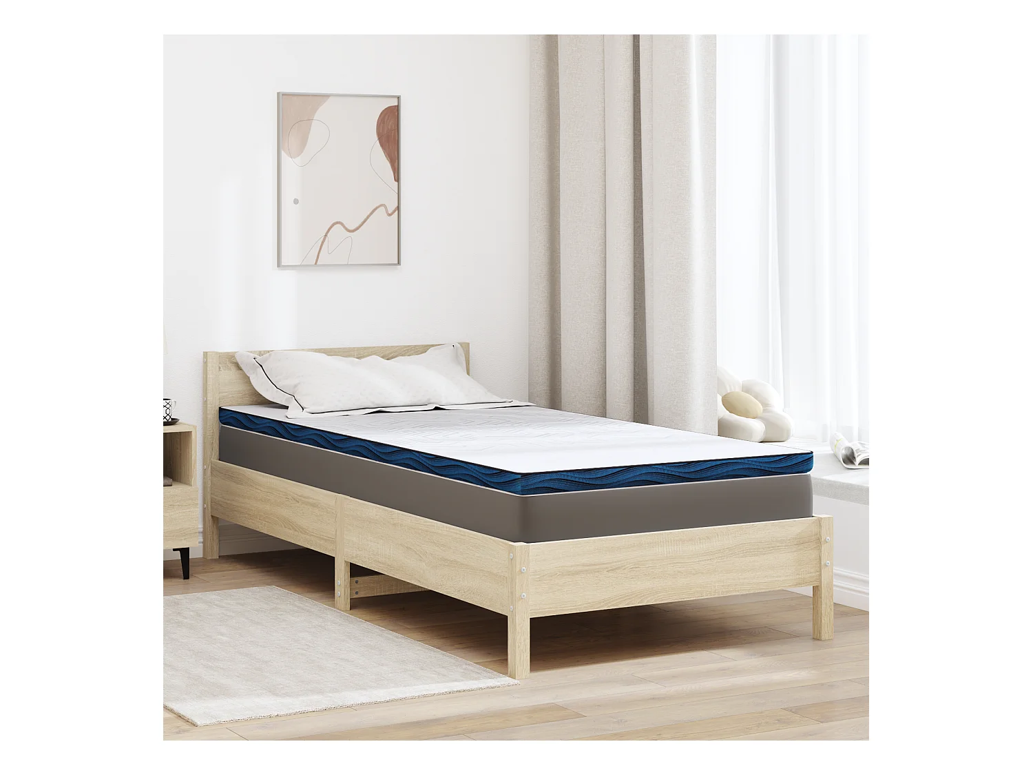 Surmatelas  | Coussins de Matelas | Couvre-matelas Blanc et Bleu 100 x 200 cm