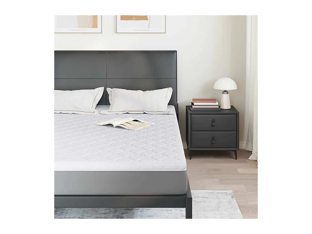 Surmatelas  | Coussins de Matelas | Couvre-matelas Blanc 140 x 190 cm Polyester sans colle