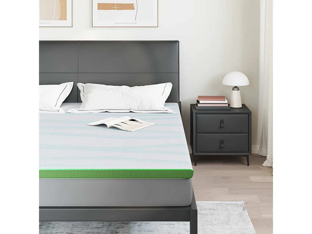 Surmatelas  | Coussins de Matelas | Couvre-matelas Blanc et vert 200 x 200 cm