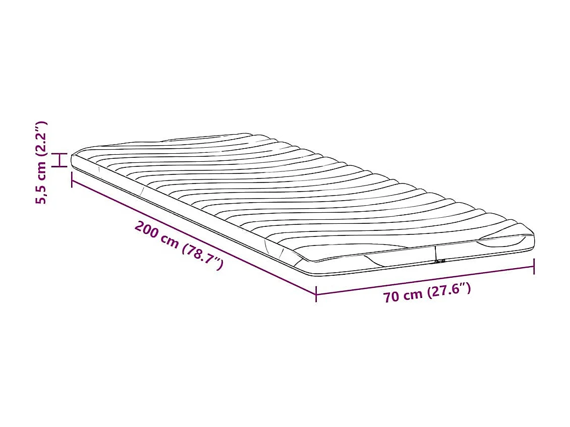 Surmatelas  | Coussins de Matelas | Couvre-matelas Blanc 70 x 200 cm Polyester sans colle