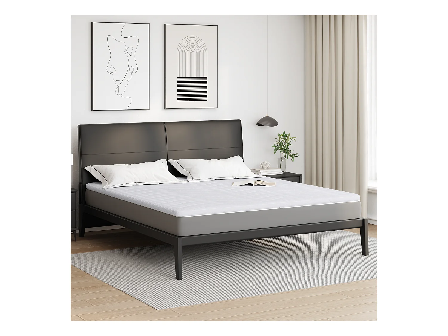 Surmatelas  | Coussins de Matelas | Couvre-matelas Blanc 180 x 200 cm Polyester sans colle