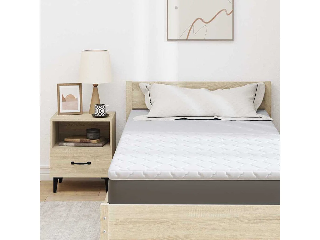 Surmatelas  | Coussins de Matelas | Couvre-matelas Blanc 120 x 200 cm Polyester sans colle