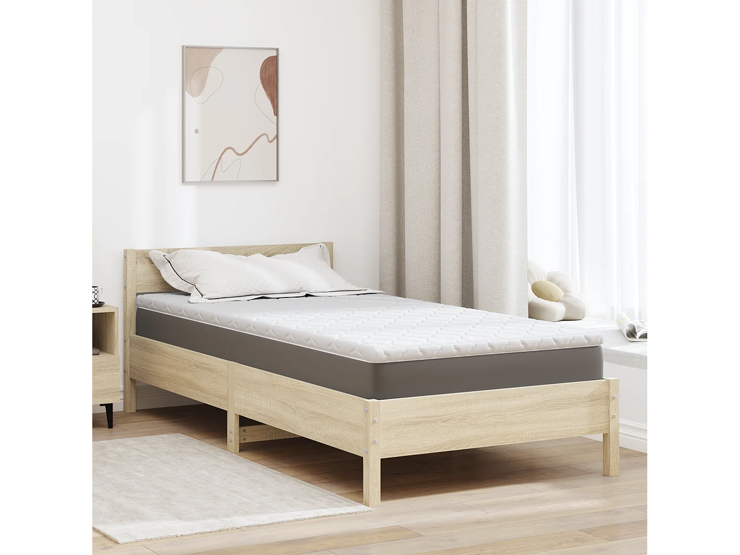 Surmatelas  | Coussins de Matelas | Couvre-matelas Blanc 120 x 200 cm Polyester sans colle