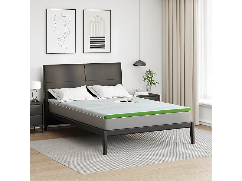 Surmatelas  | Coussins de Matelas | Couvre-matelas Blanc et vert 140 x 190 cm