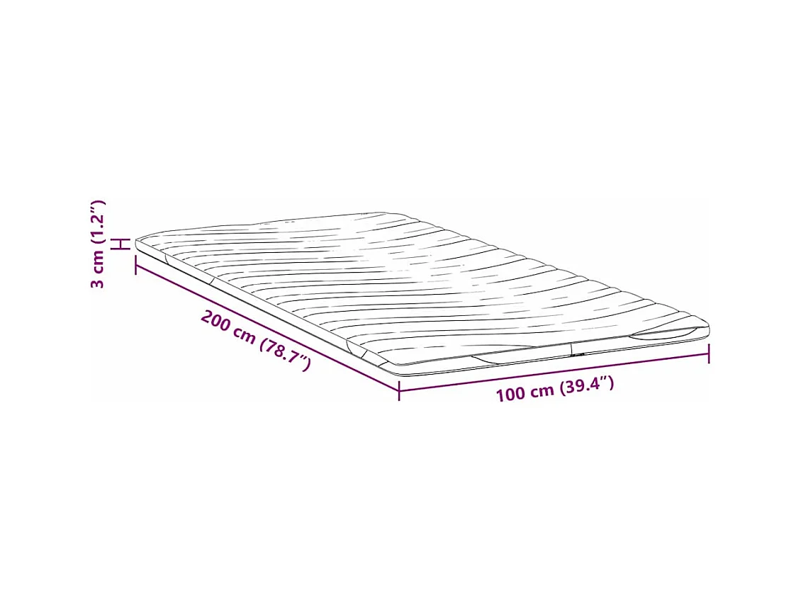 Surmatelas  | Coussins de Matelas | Couvre-matelas Blanc 100 x 200 cm Polyester sans colle