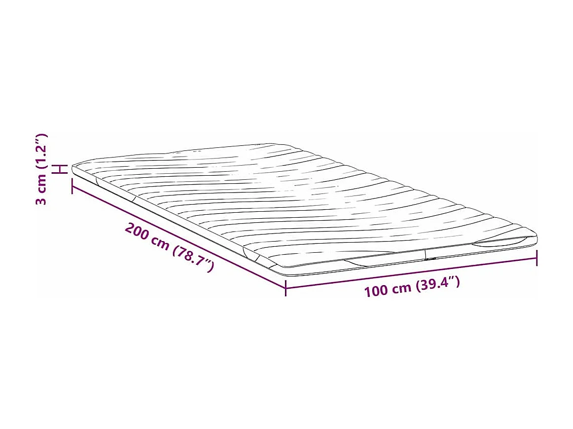 Surmatelas  | Coussins de Matelas | Couvre-matelas Blanc 100 x 200 cm Polyester sans colle