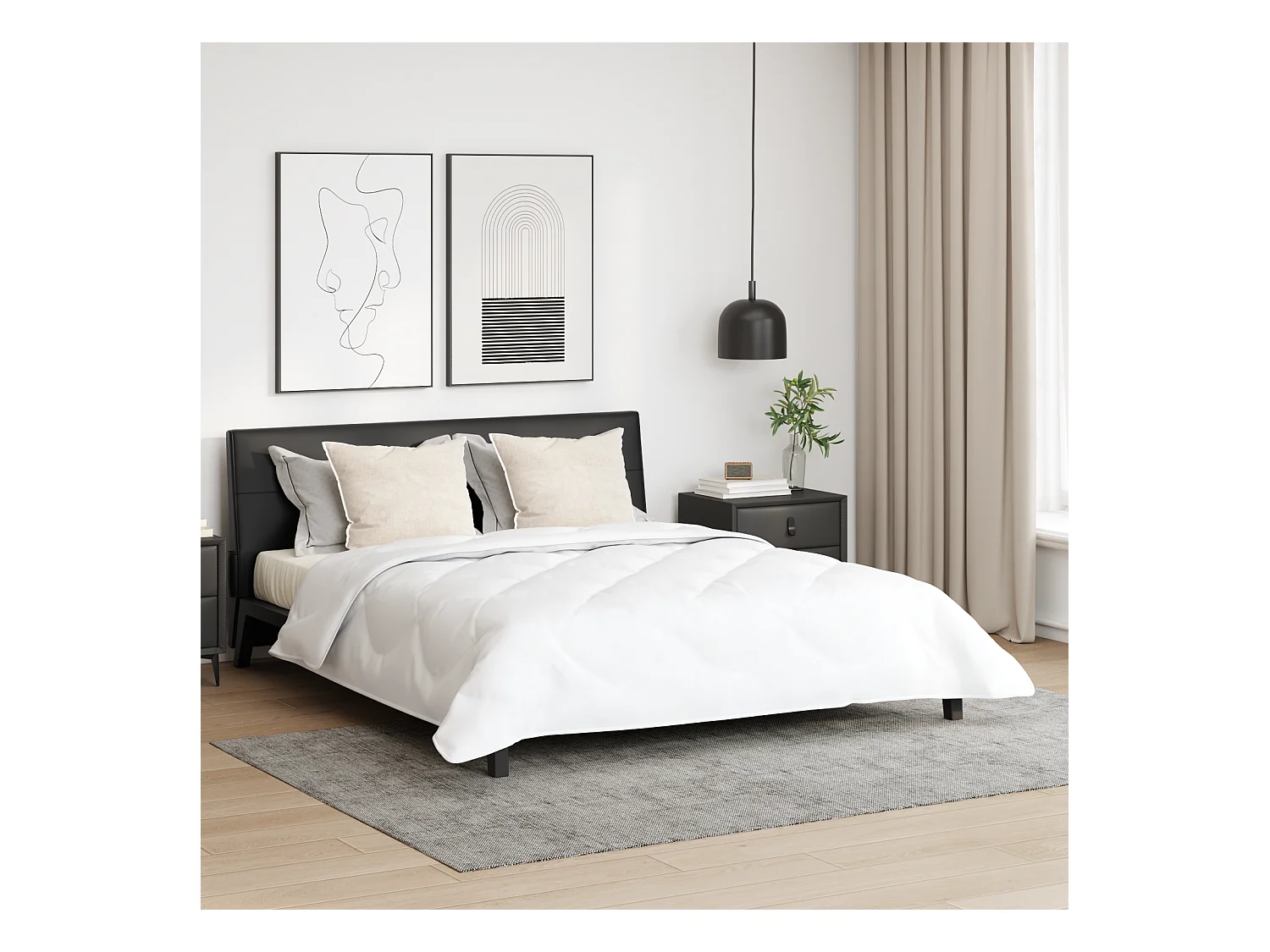 Couette | Duvet | Couverture avec oreiller 3 pcs Blanc 200 x 220 cm Microfibre