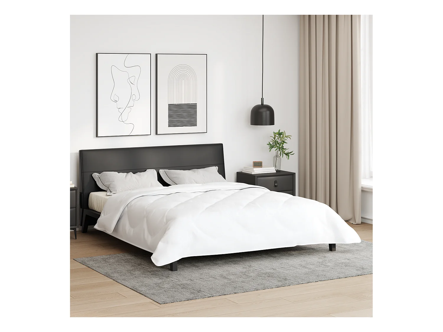 Couettes & Duvets | Couverture Blanc 240 x 220 cm Microfibre