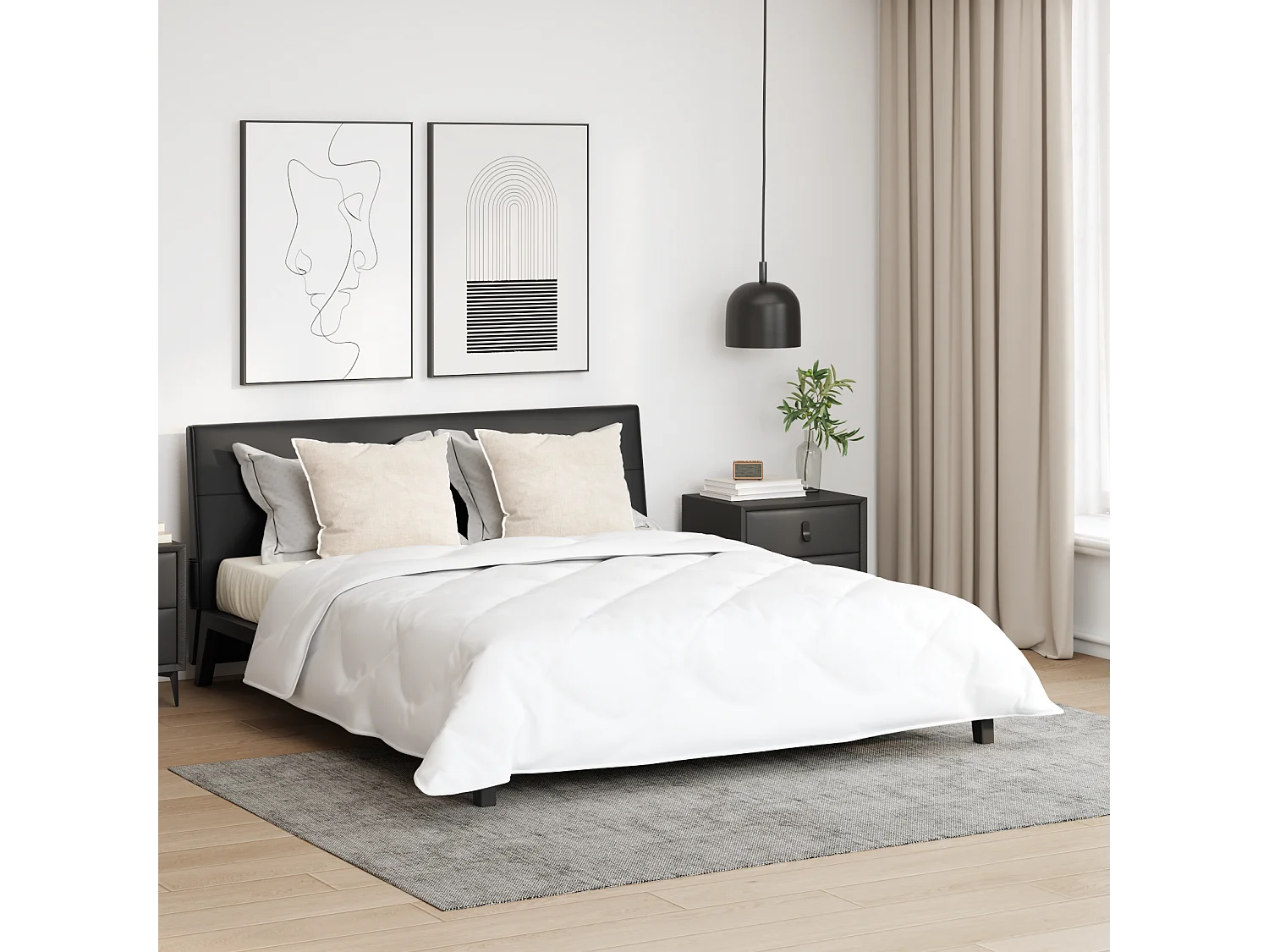 Ensemble de Couette 3 pcs Duvets | Couverture Blanc 240 x 220 cm Microfibre