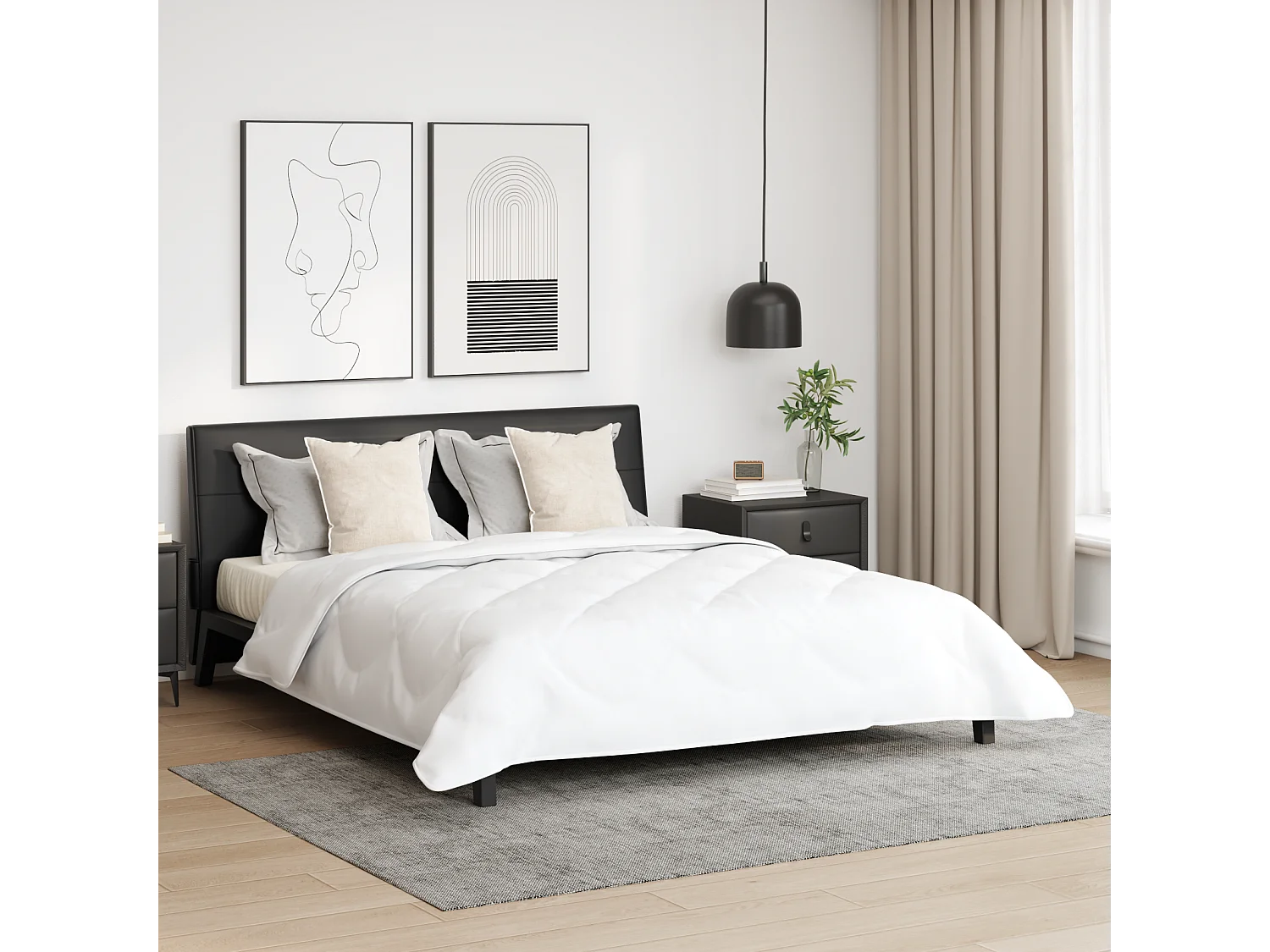 Couette | Duvet | Couverture avec oreiller 3 pcs Blanc 200 x 200 cm Microfibre