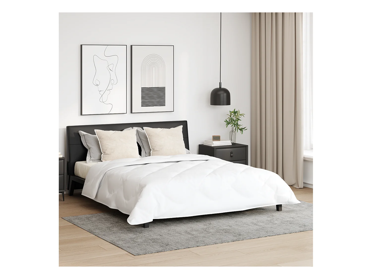 Ensemble de Couette 3 pcs Duvets | Couverture Blanc 240 x 220 cm Microfibre