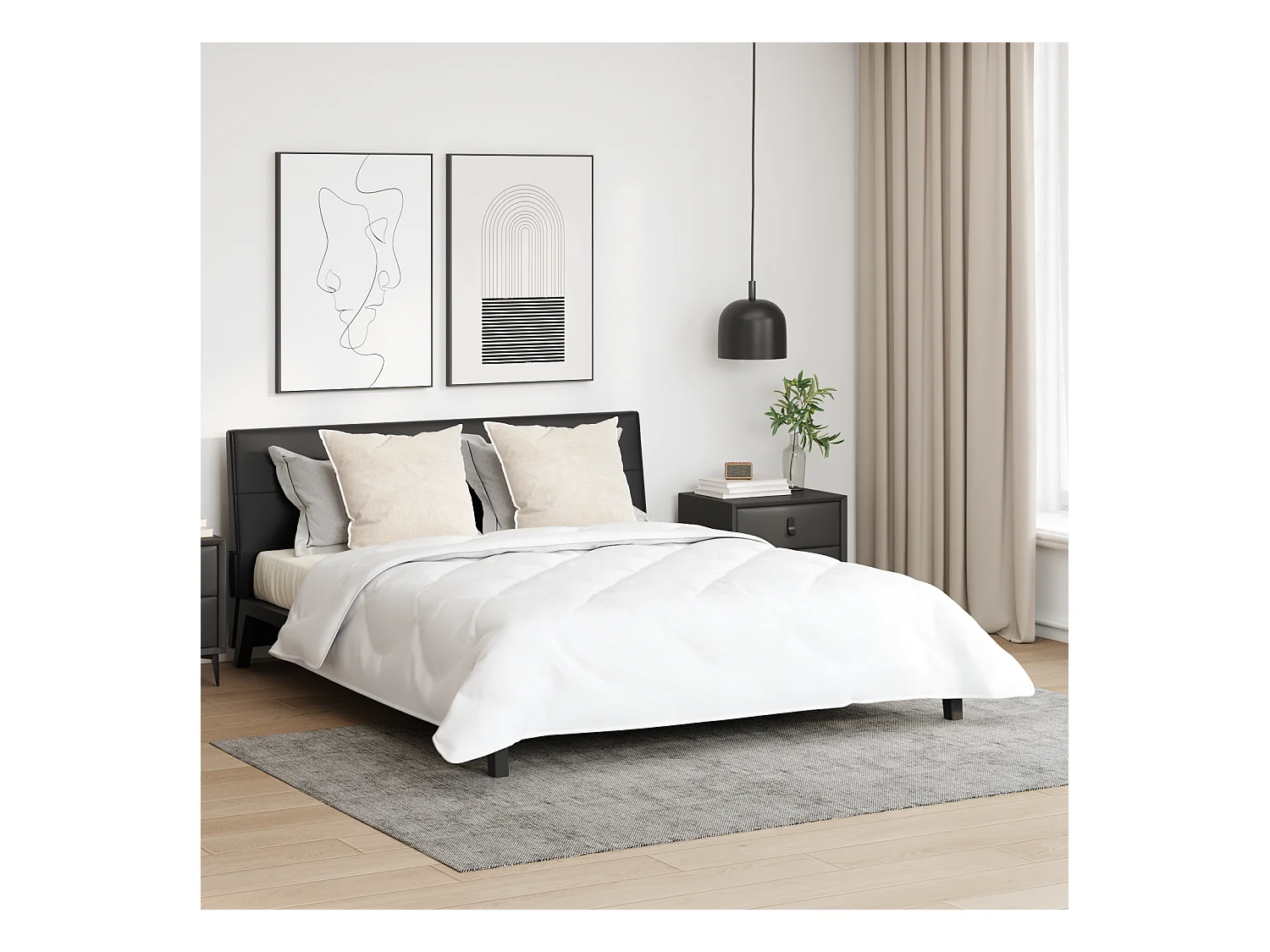 Couette | Duvet | Couverture avec oreiller 3 pcs Blanc 200 x 220 cm Microfibre