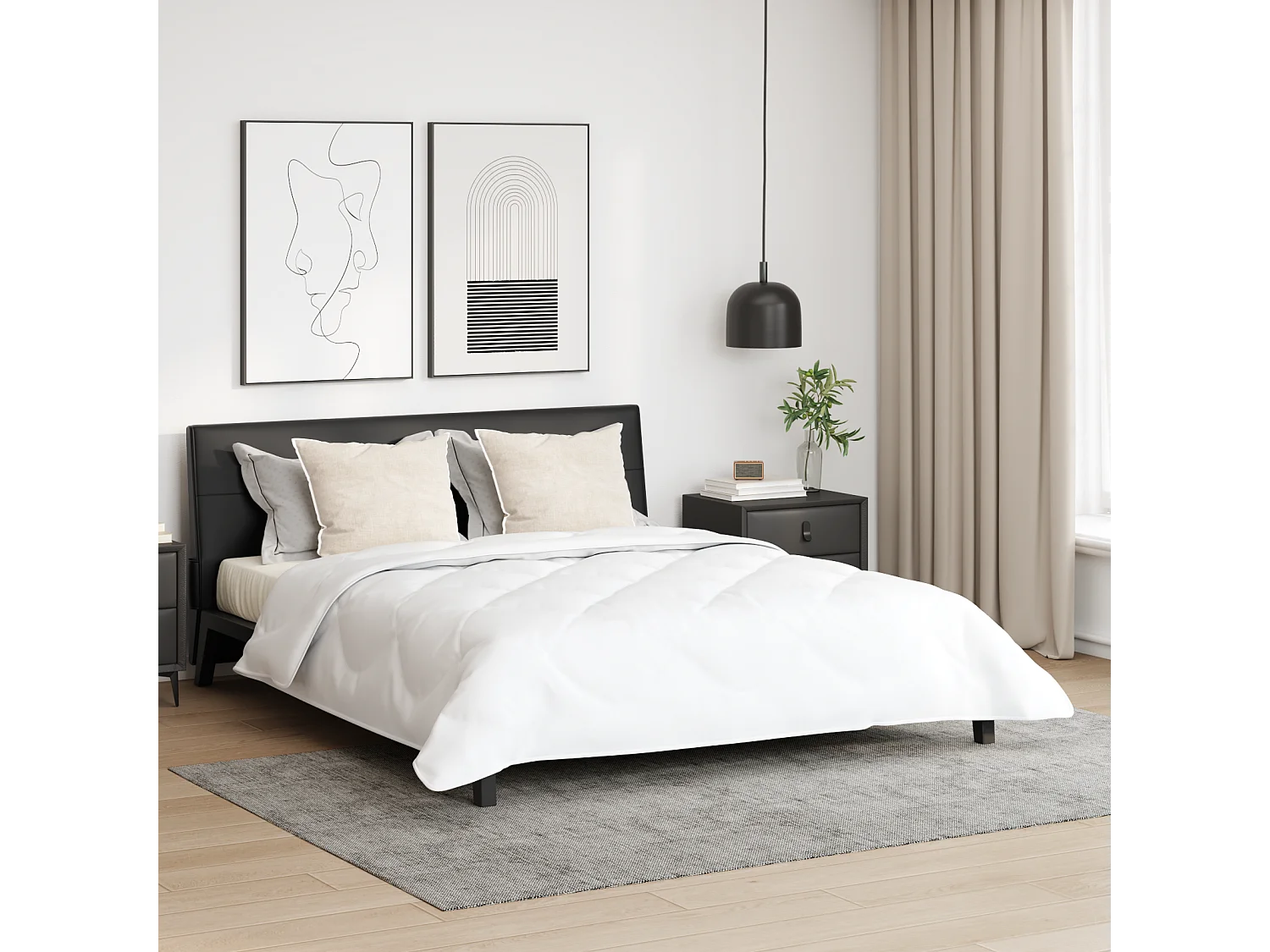 Couette | Duvet | Couverture avec oreiller 3 pcs Blanc 240 x 200 cm Microfibre