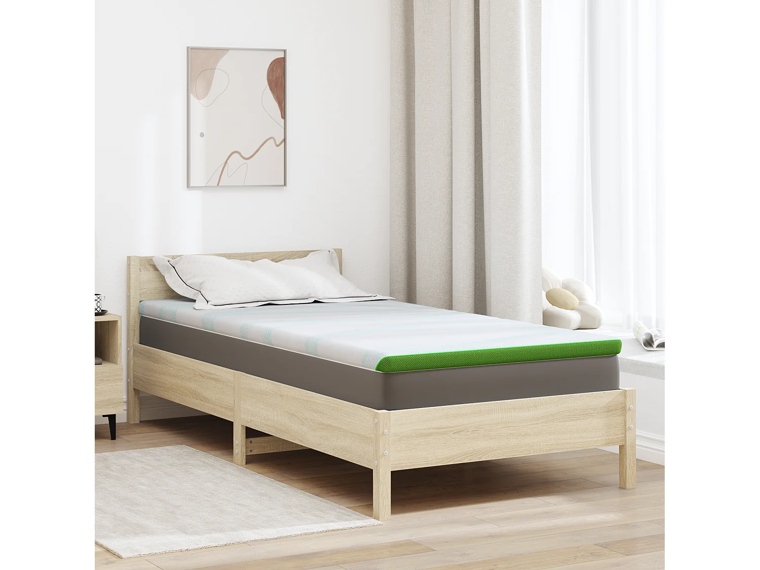 Surmatelas  | Coussins de Matelas | Couvre-matelas Other Blanc et vert 100 x 200 cm