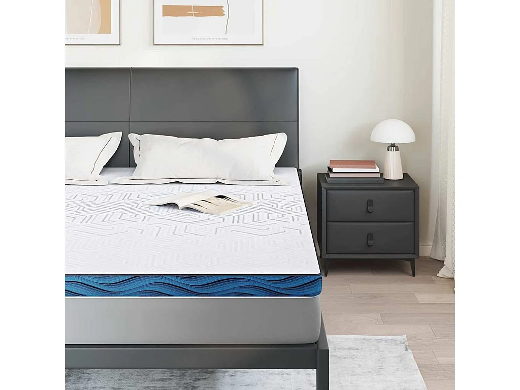 Surmatelas  | Coussins de Matelas | Couvre-matelas Blanc et Bleu 180 x 200 cm