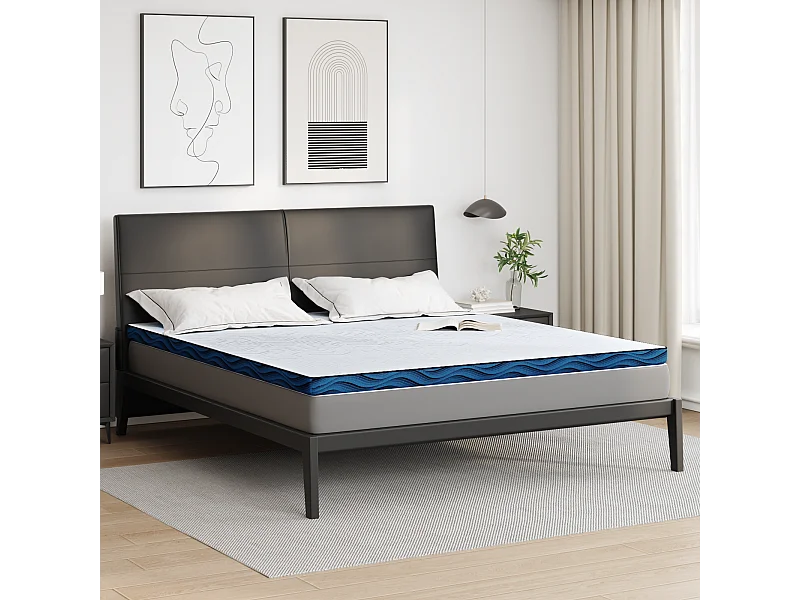 Surmatelas  | Coussins de Matelas | Couvre-matelas Blanc et Bleu 180 x 200 cm