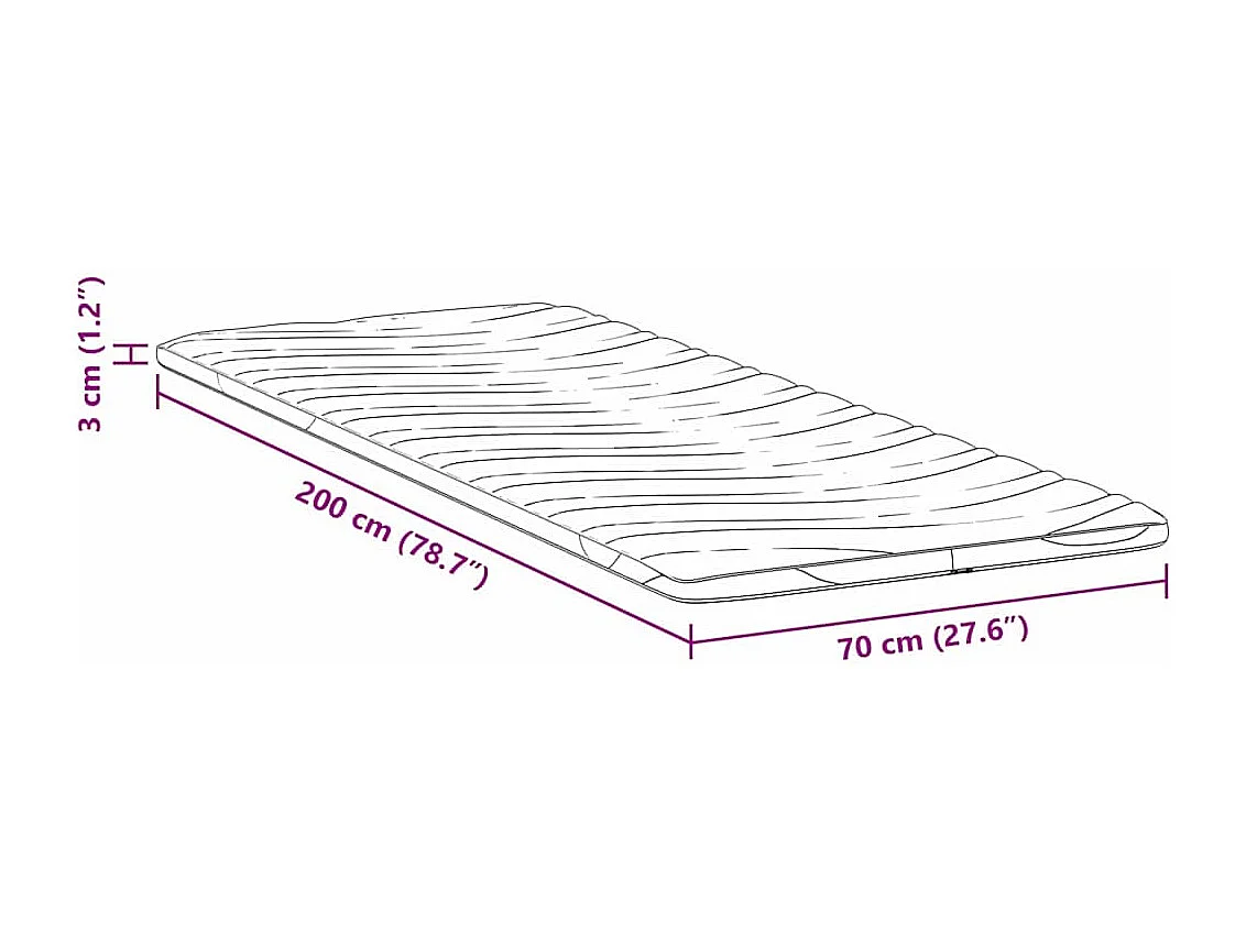 Surmatelas  | Coussins de Matelas | Couvre-matelas Blanc 70 x 200 cm Polyester sans colle