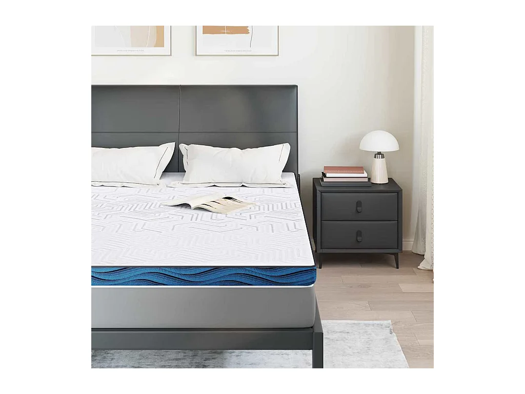 Surmatelas  | Coussins de Matelas | Couvre-matelas Blanc et Bleu 140 x 200 cm