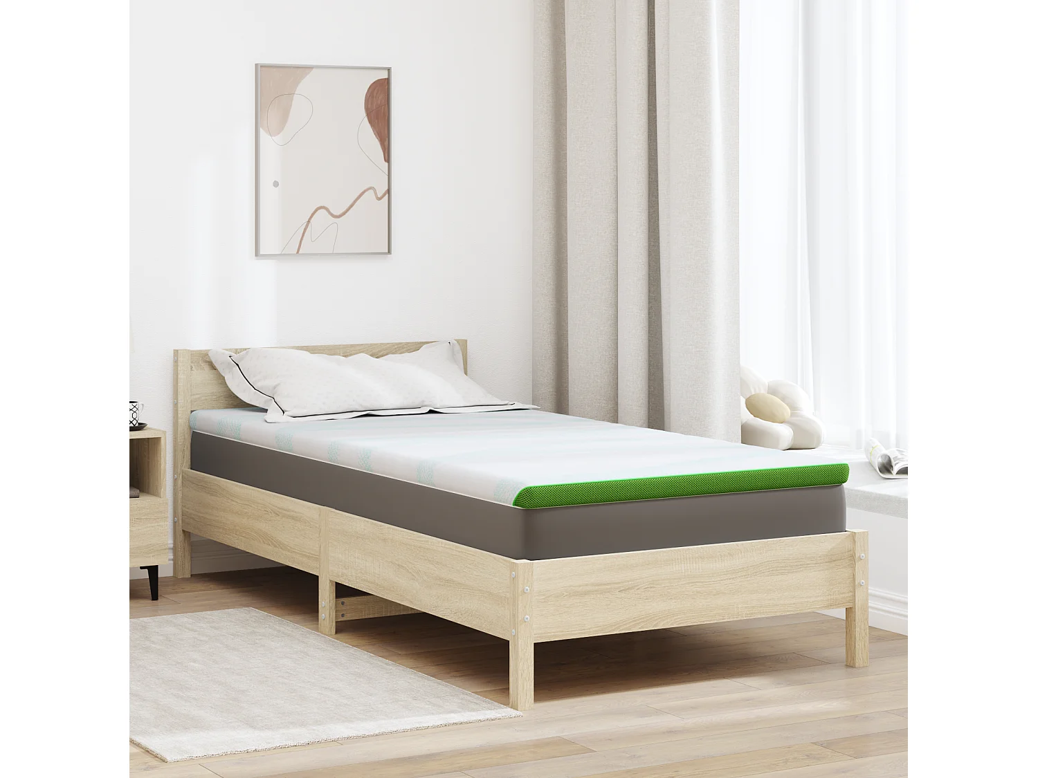 Surmatelas  | Coussins de Matelas | Couvre-matelas Blanc et vert 120 x 200 cm