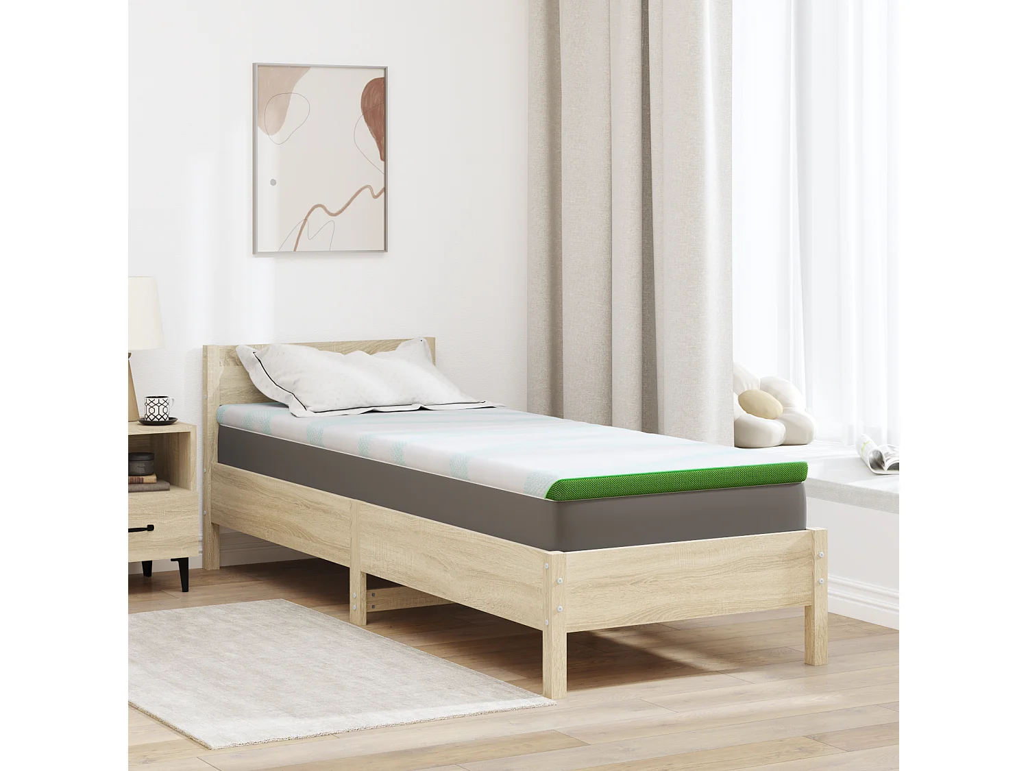 Surmatelas  | Coussins de Matelas | Couvre-matelas Other Blanc et vert 80 x 200 cm