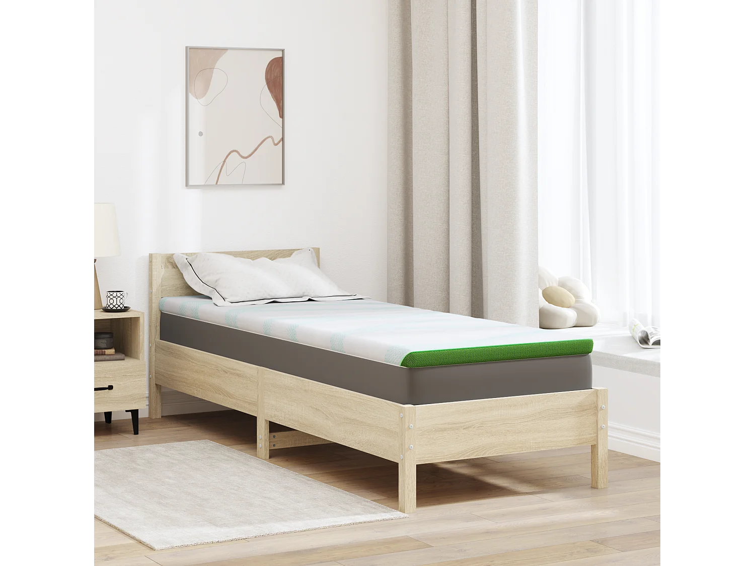 Surmatelas  | Coussins de Matelas | Couvre-matelas Other Blanc et vert 80 x 200 cm