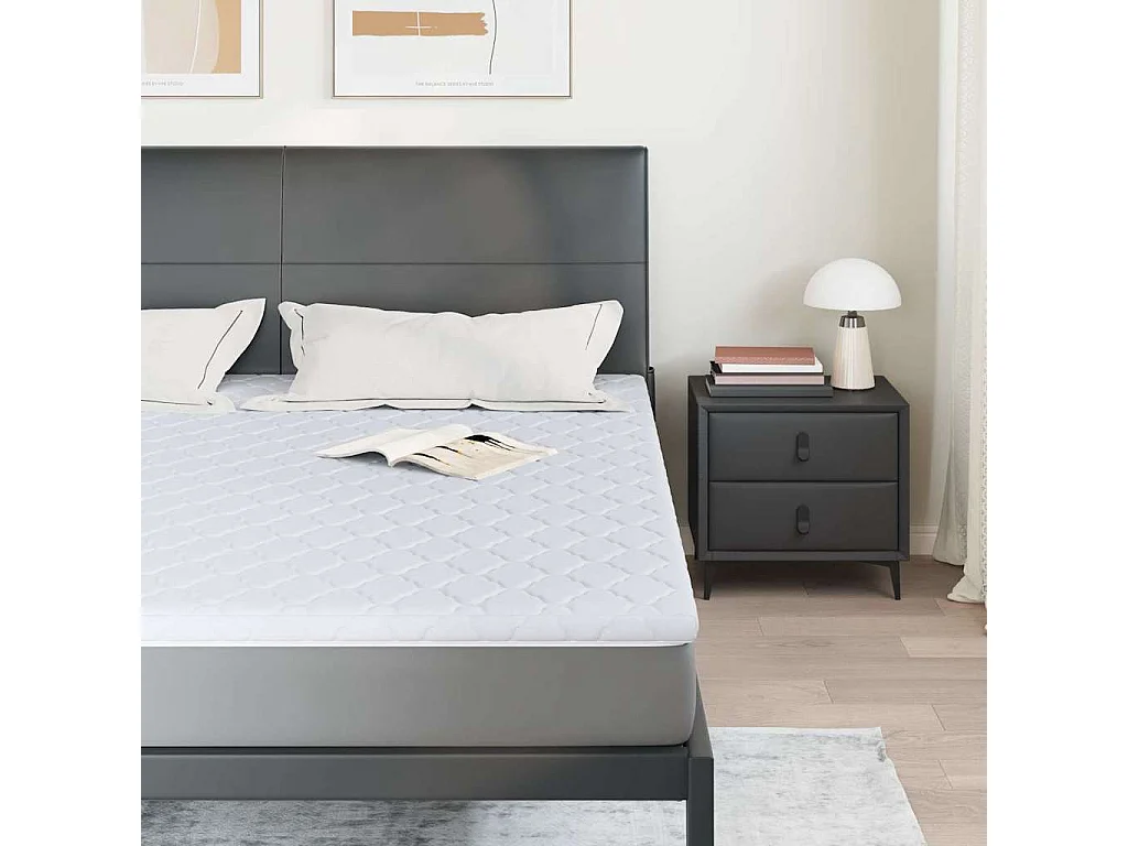 Surmatelas  | Coussins de Matelas | Couvre-matelas Blanc 200 x 200 cm Polyester sans colle