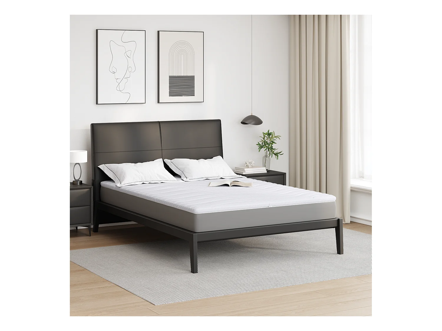 Surmatelas  | Coussins de Matelas | Couvre-matelas Blanc 140 x 200 cm Polyester sans colle