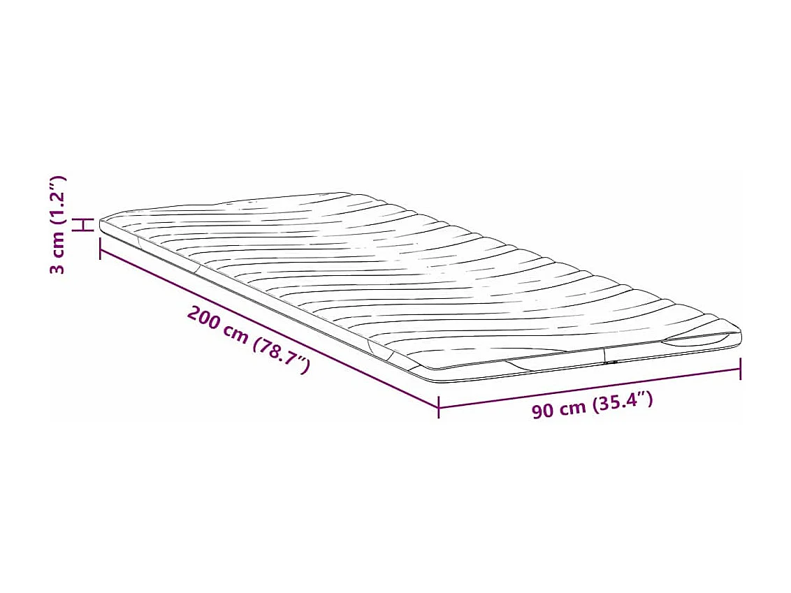 Surmatelas  | Coussins de Matelas | Couvre-matelas Blanc 90 x 200 cm Polyester sans colle