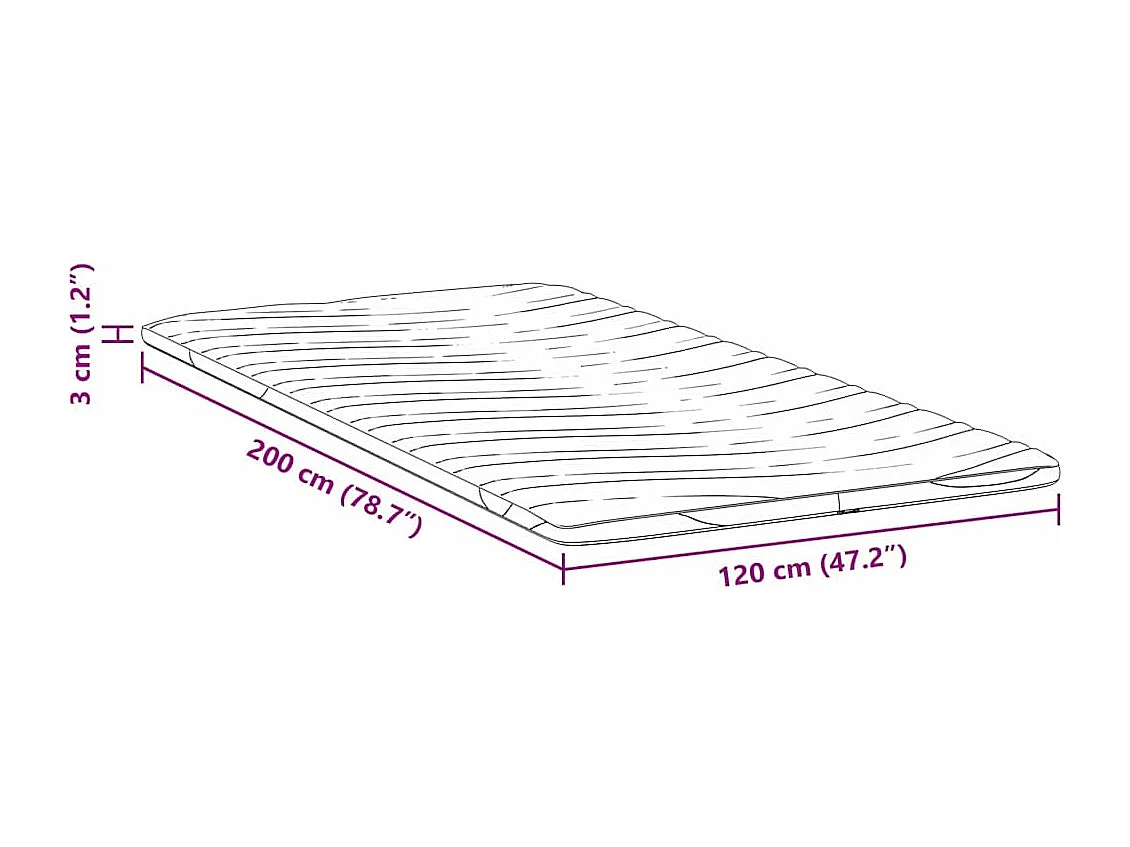 Surmatelas  | Coussins de Matelas | Couvre-matelas Blanc 120 x 200 cm Polyester sans colle