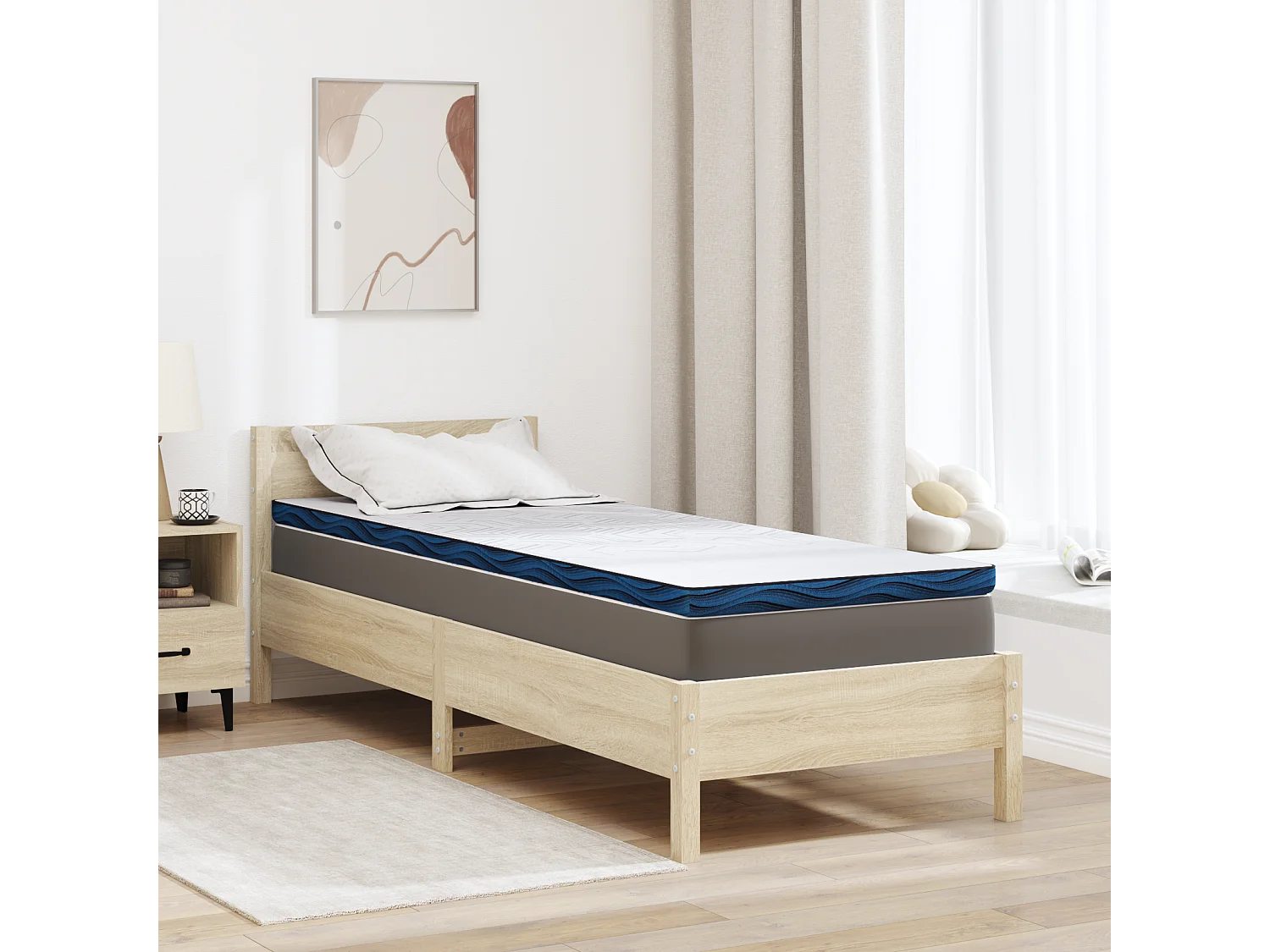 Surmatelas  | Coussins de Matelas | Couvre-matelas Blanc et Bleu 70 x 200 cm