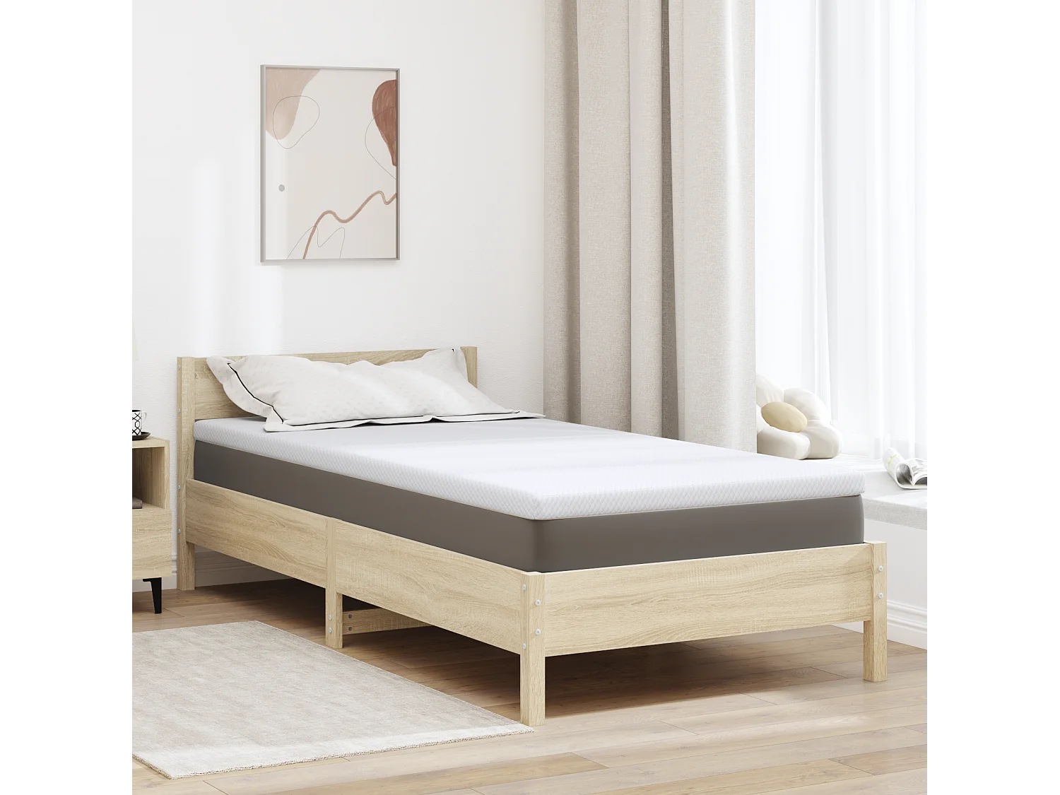 Surmatelas  | Coussins de Matelas | Couvre-matelas Réglable Blanc 120 x 200 cm