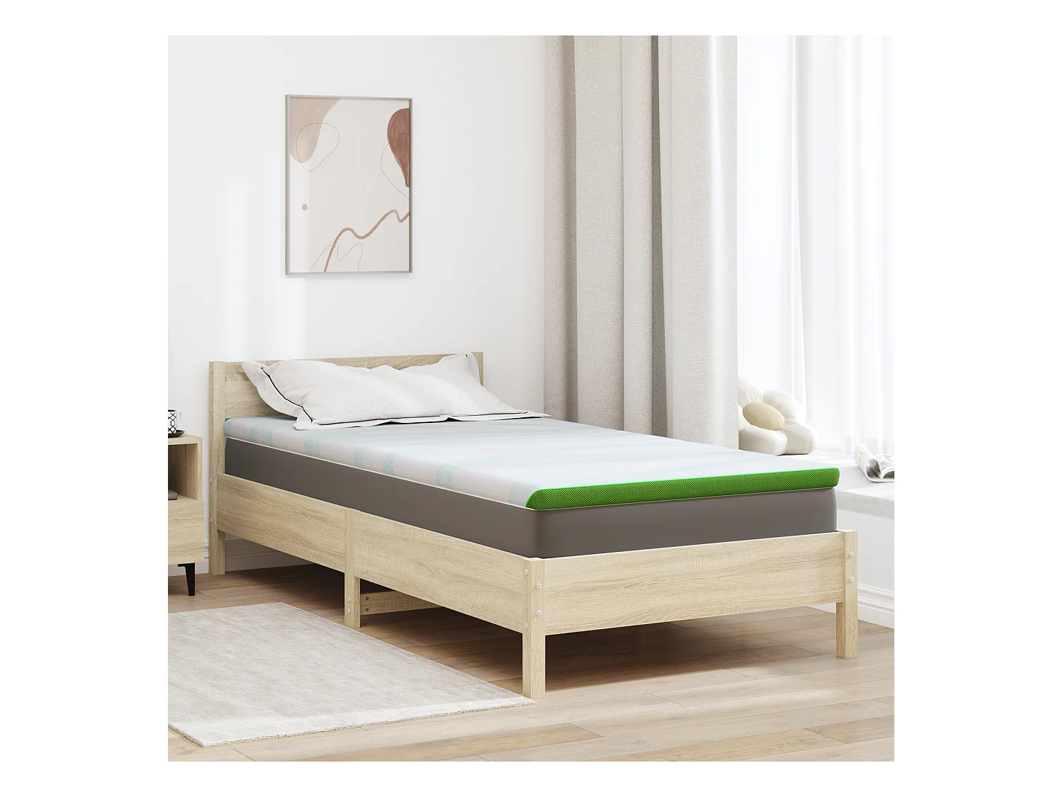 Surmatelas  | Coussins de Matelas | Couvre-matelas Other Blanc et vert 90 x 200 cm