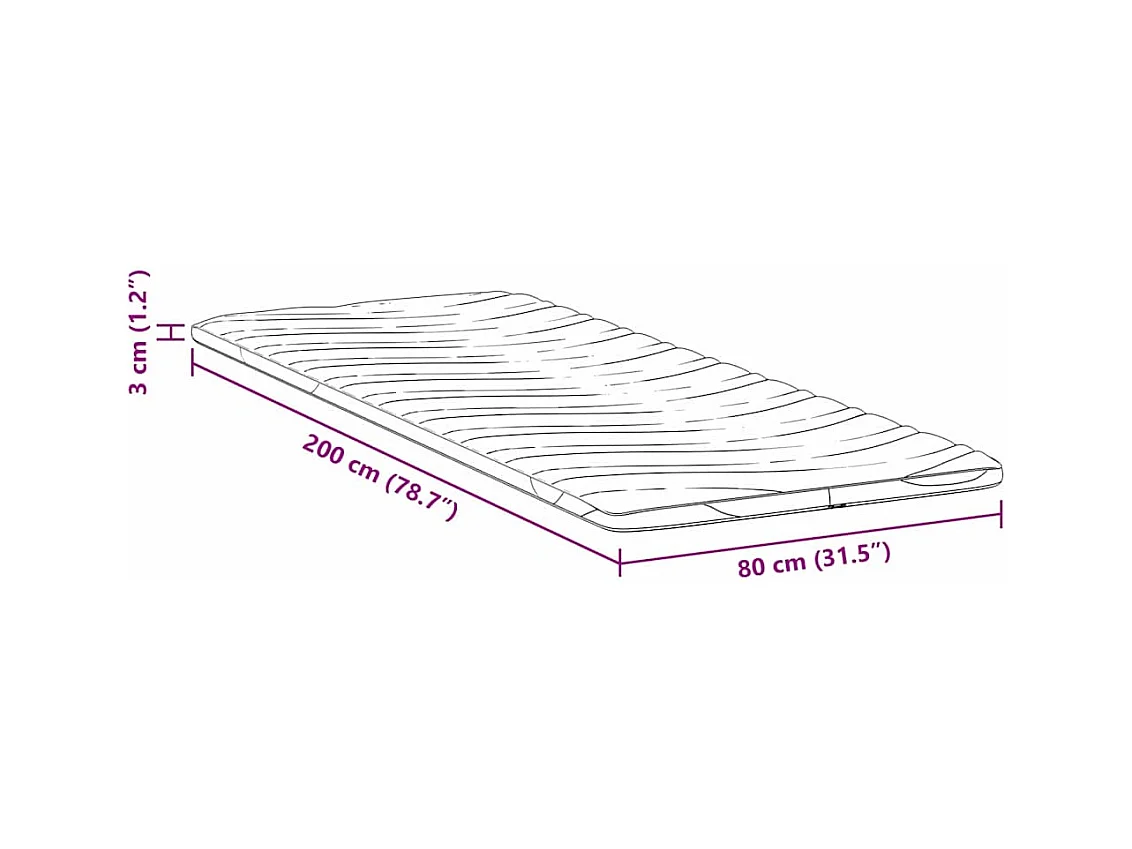 Surmatelas  | Coussins de Matelas | Couvre-matelas Blanc 80 x 200 cm Polyester sans colle