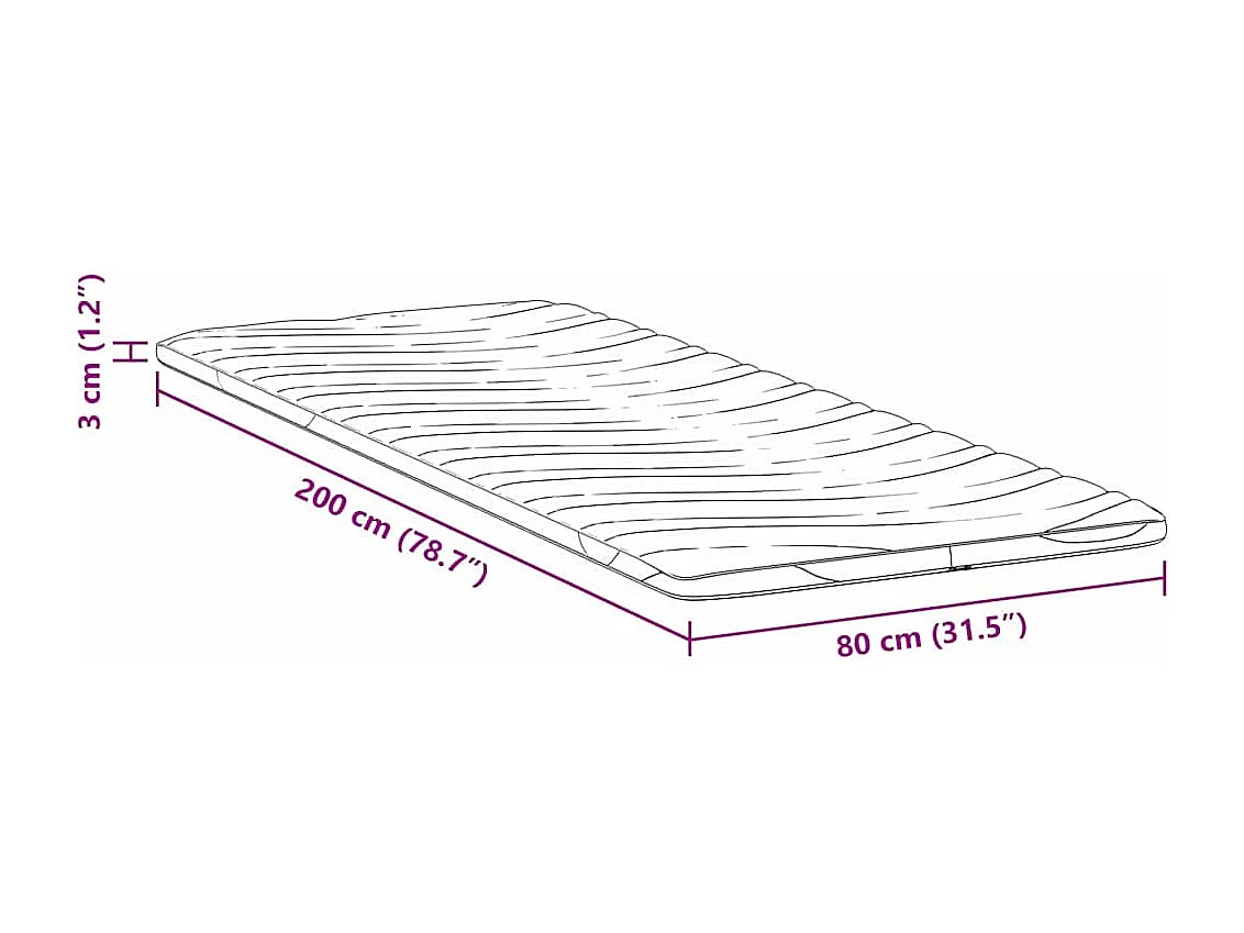 Surmatelas  | Coussins de Matelas | Couvre-matelas Blanc 80 x 200 cm Polyester sans colle