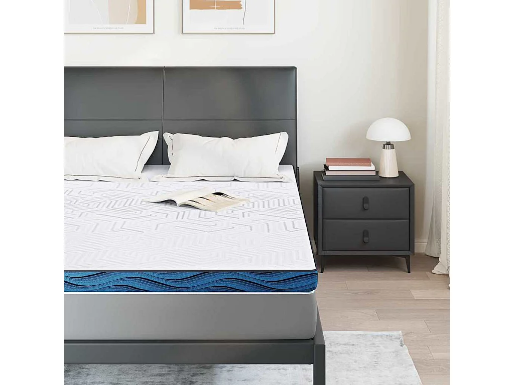 Surmatelas  | Coussins de Matelas | Couvre-matelas avec porte Blanc et Bleu 140 x 190 cm