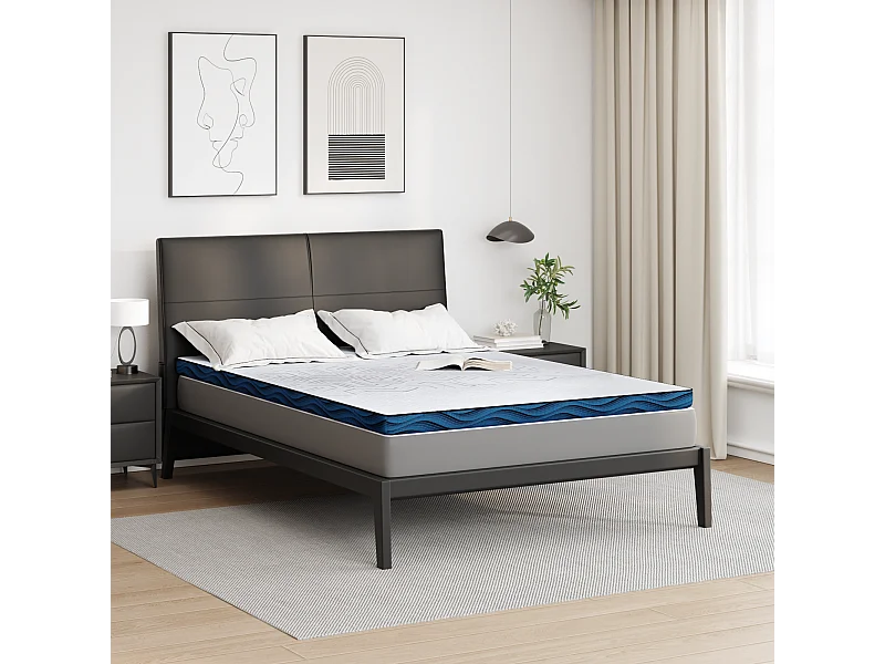 Surmatelas  | Coussins de Matelas | Couvre-matelas avec porte Blanc et Bleu 140 x 190 cm