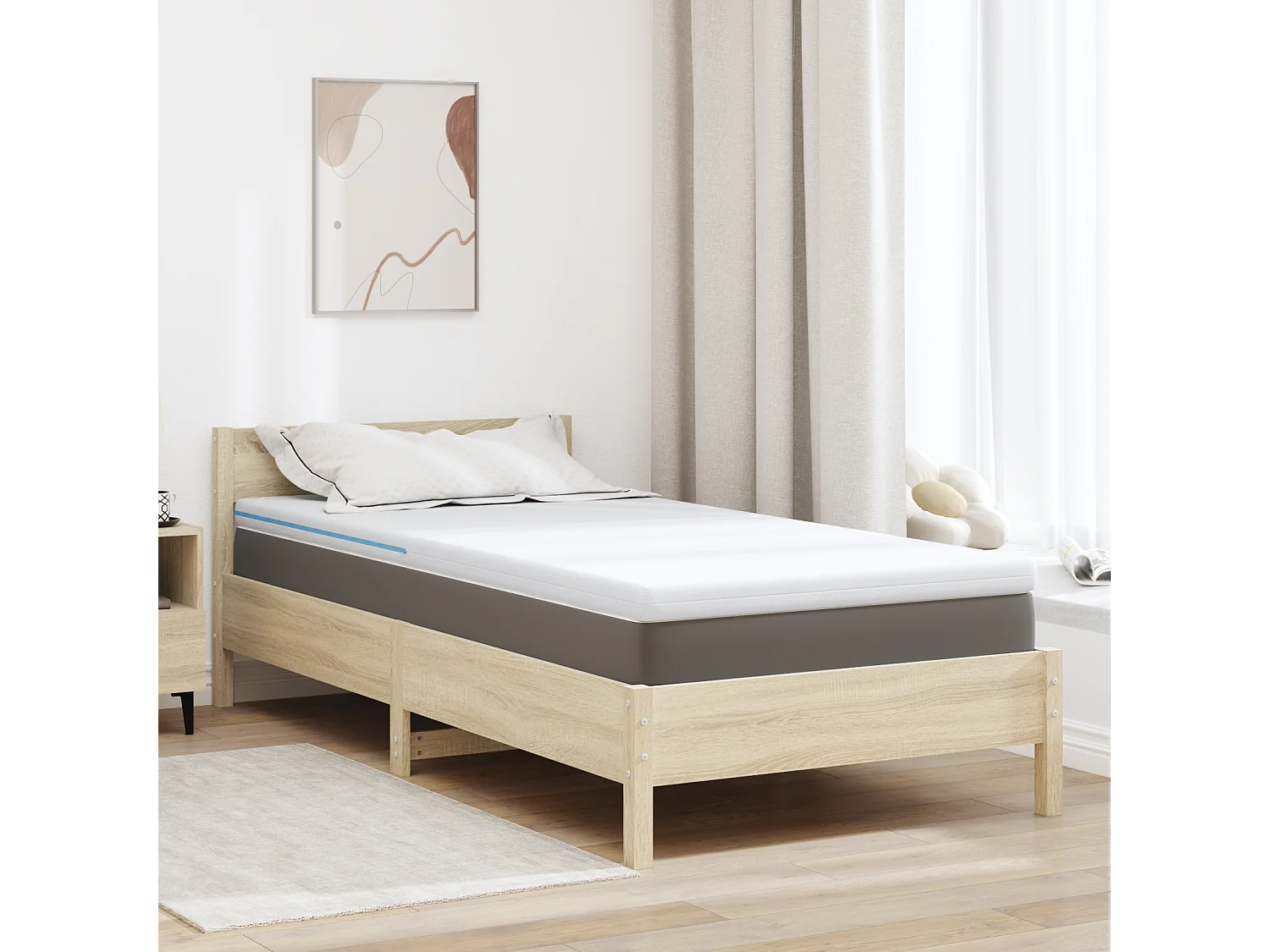 Surmatelas  | Coussins de Matelas | Couvre-matelas Blanc 100 x 200 cm