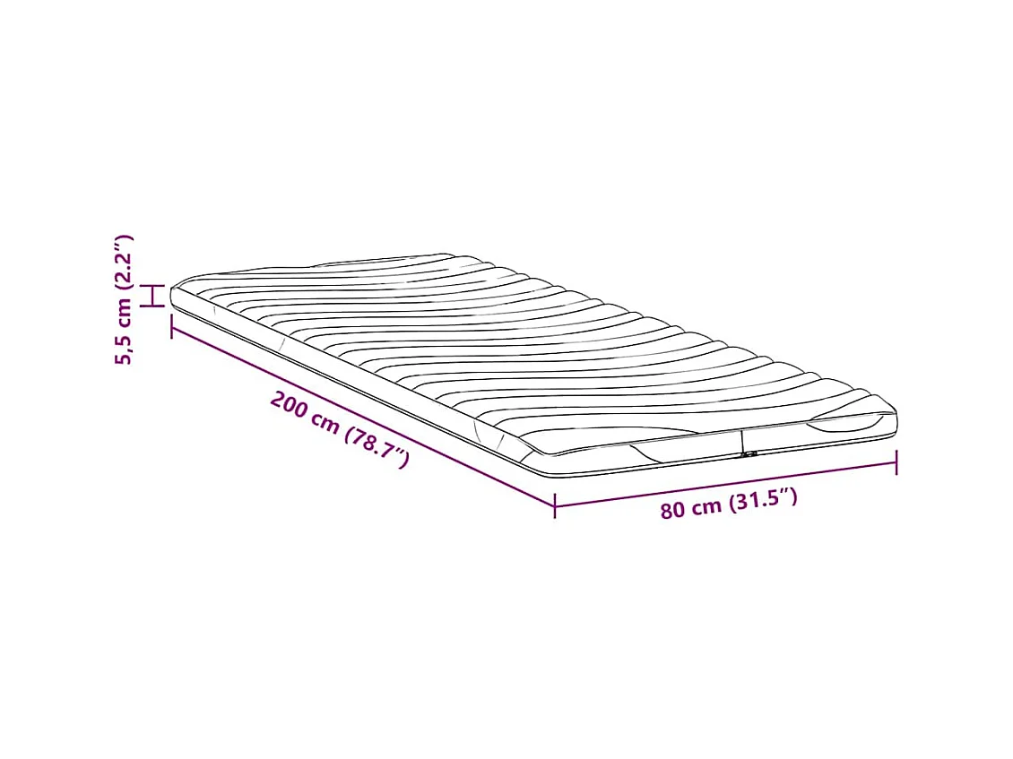 Surmatelas  | Coussins de Matelas | Couvre-matelas Blanc 80 x 200 cm Polyester sans colle