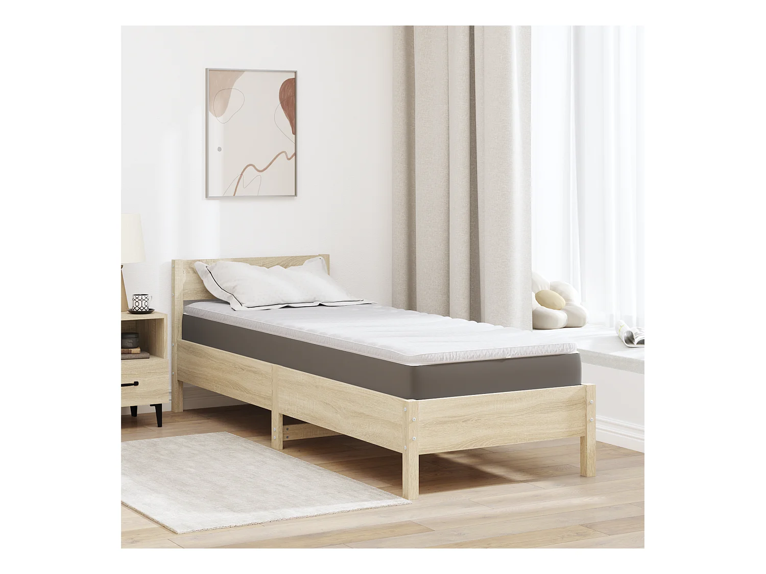 Surmatelas  | Coussins de Matelas | Couvre-matelas Blanc 80 x 200 cm Polyester sans colle