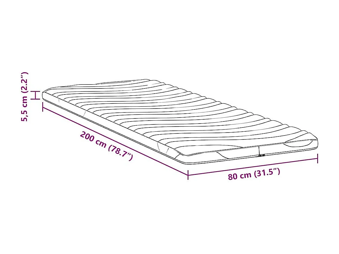 Surmatelas  | Coussins de Matelas | Couvre-matelas Blanc 80 x 200 cm Polyester sans colle