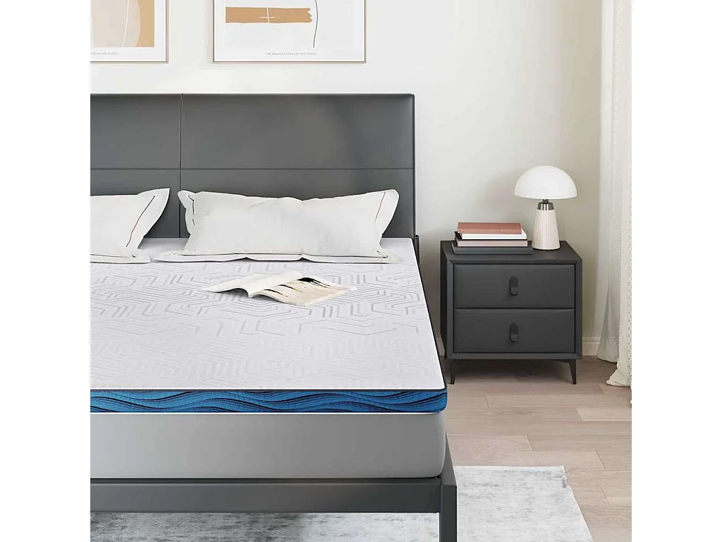 Surmatelas  | Coussins de Matelas | Couvre-matelas Blanc et Bleu 200 x 200 cm