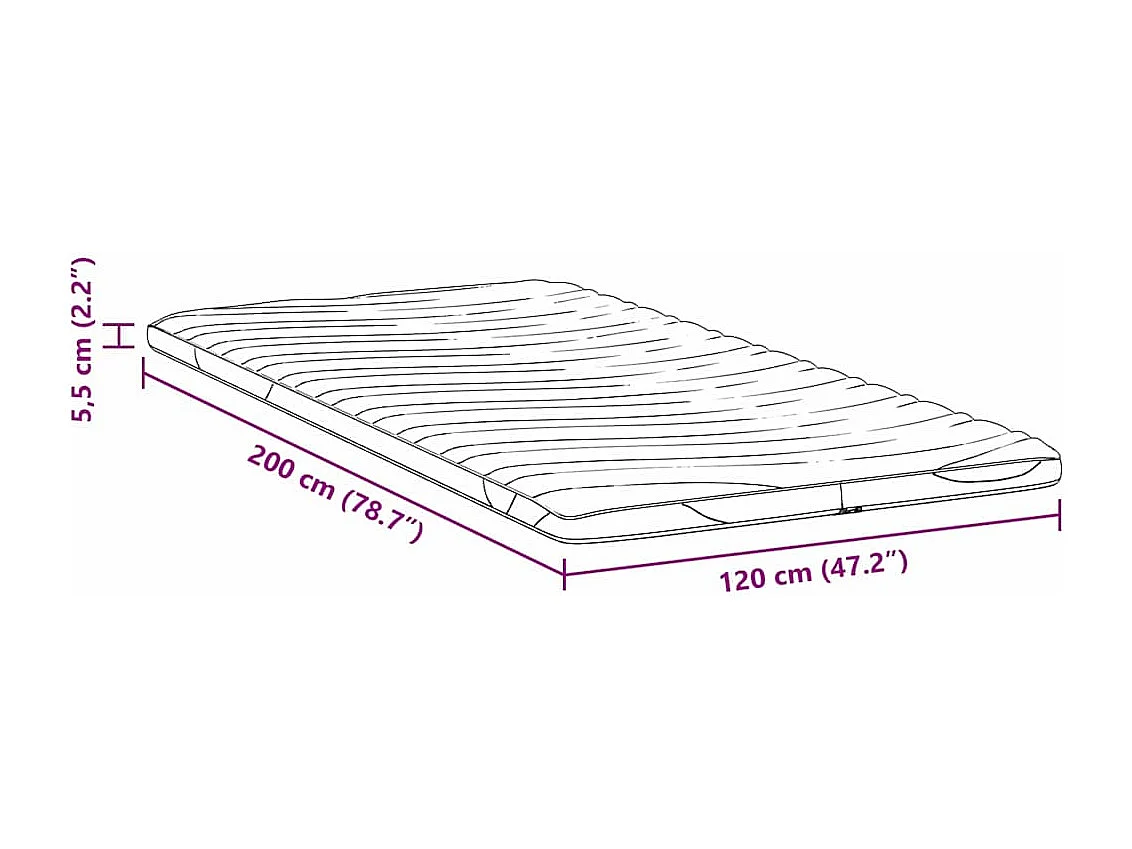 Surmatelas  | Coussins de Matelas | Couvre-matelas Blanc 120 x 200 cm Polyester sans colle