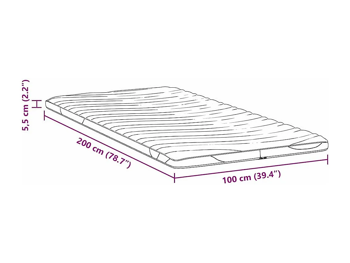 Surmatelas  | Coussins de Matelas | Couvre-matelas Blanc 100 x 200 cm Polyester sans colle