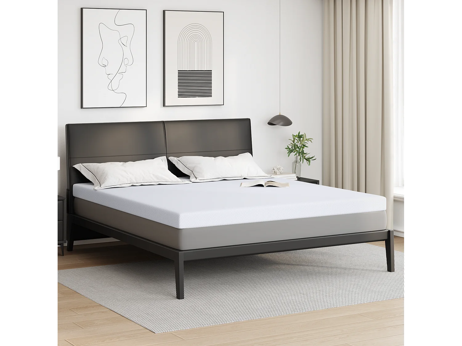 Surmatelas  | Coussins de Matelas | Couvre-matelas Blanc 180 x 200 cm