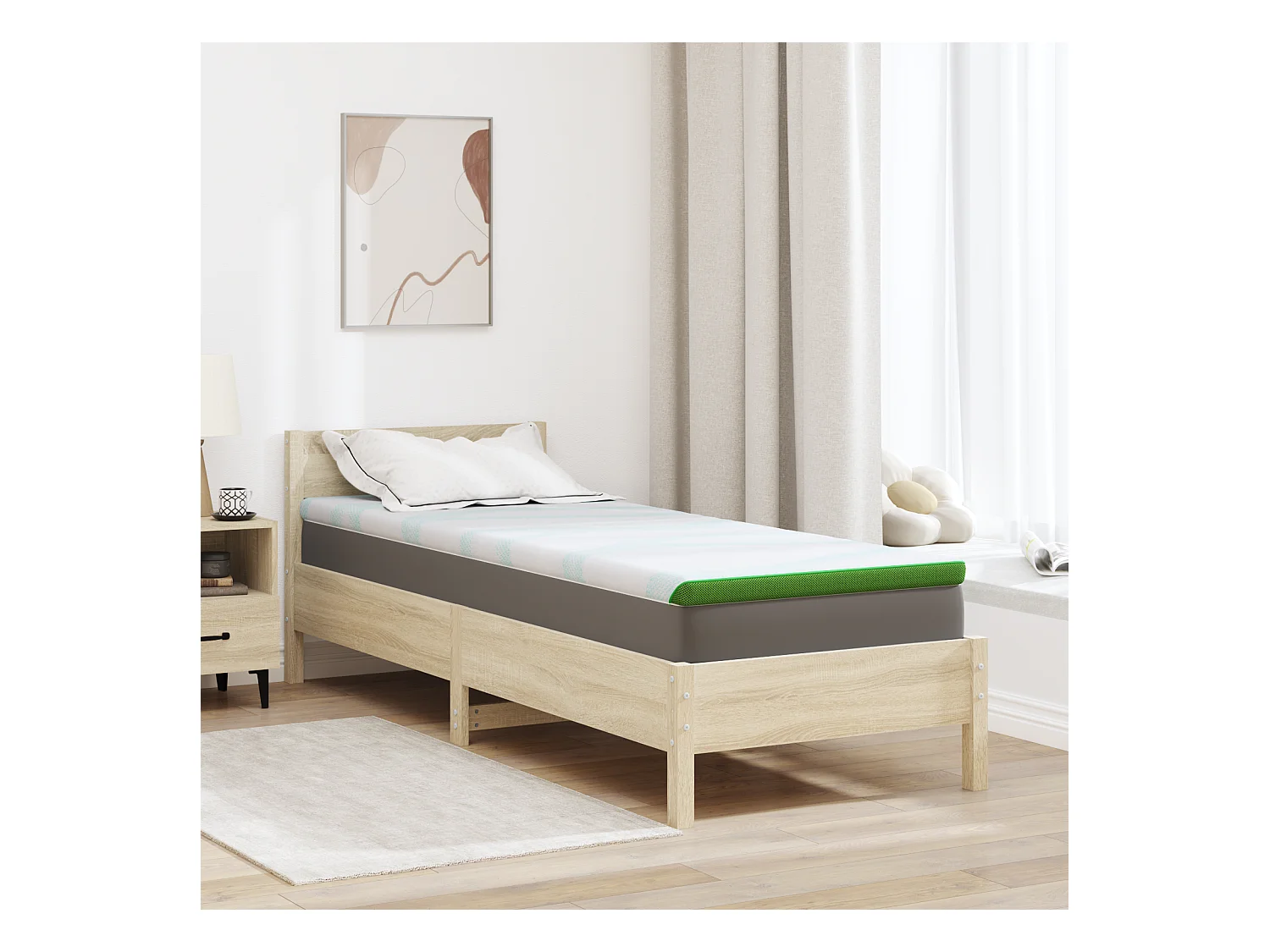Surmatelas  | Coussins de Matelas | Couvre-matelas Blanc et vert 80 x 200 cm