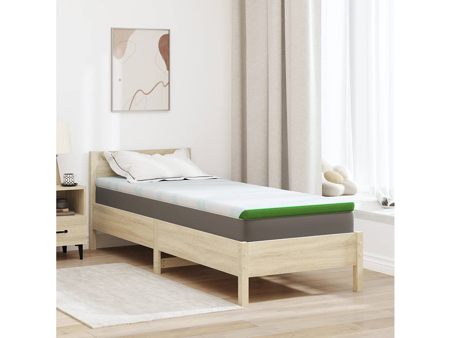 Surmatelas  | Coussins de Matelas | Couvre-matelas Blanc et vert 80 x 200 cm