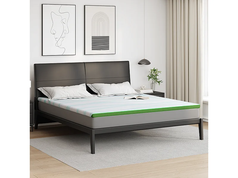 Surmatelas  | Coussins de Matelas | Couvre-matelas Other Blanc et vert 180 x 200 cm