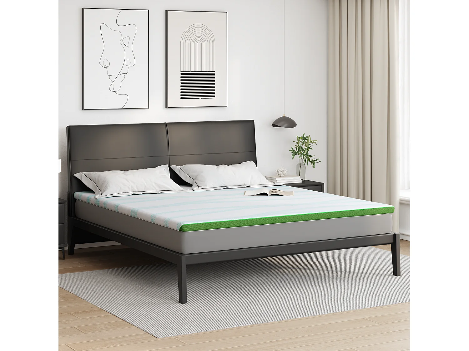 Surmatelas  | Coussins de Matelas | Couvre-matelas Other Blanc et vert 200 x 200 cm
