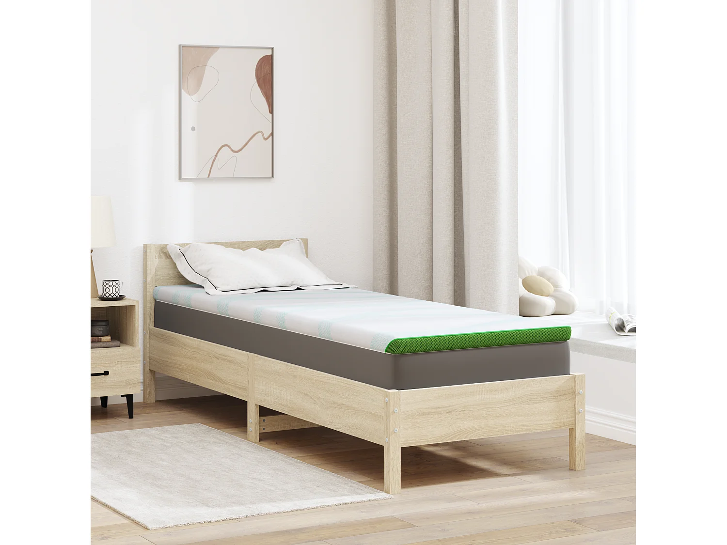 Surmatelas  | Coussins de Matelas | Couvre-matelas Blanc et vert 80 x 200 cm