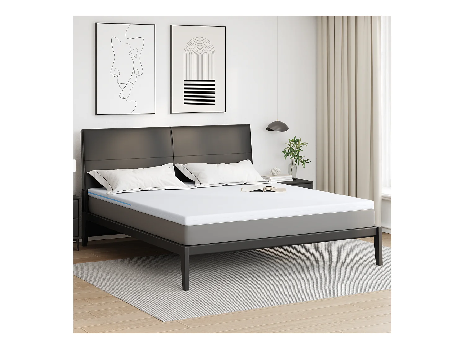 Surmatelas  | Coussins de Matelas | Couvre-matelas Blanc 200 x 200 cm
